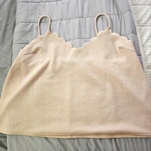 Boohoo Scalloped Edge Cream Cami Top Size 20